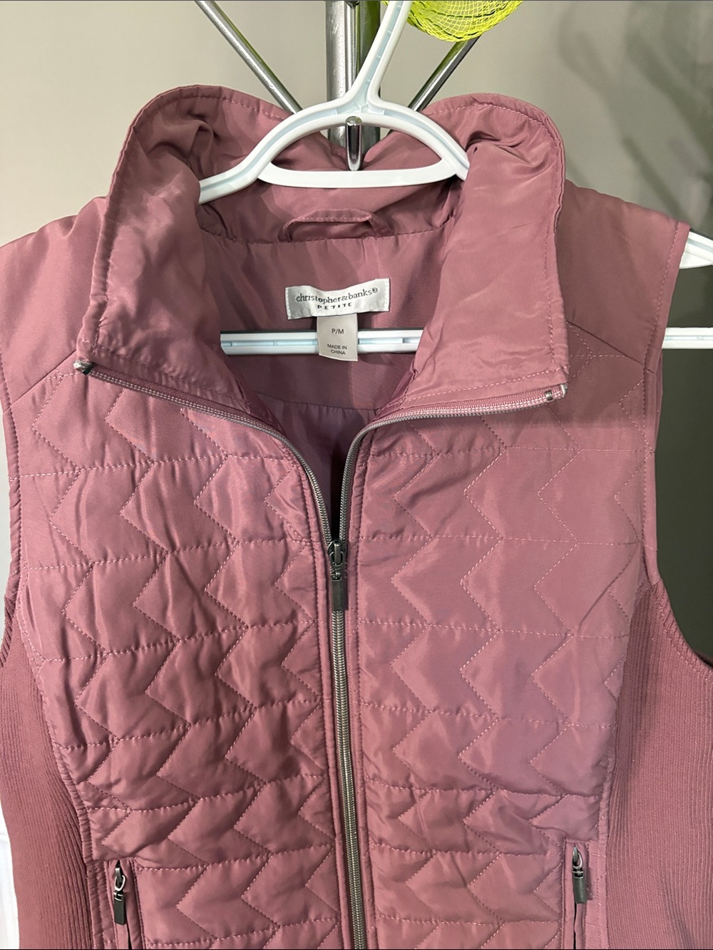 Christopher & Banks Quilted Sleeveless Vest — Dusty Rose - Picture 3 of 5